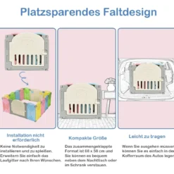 Laufgitter Faltbar Baby Krabbelgitter Absperrgitter Schutzgitter Bunt