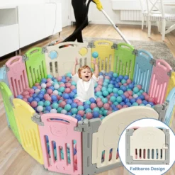 Laufgitter Faltbar Baby Krabbelgitter Absperrgitter Schutzgitter Bunt
