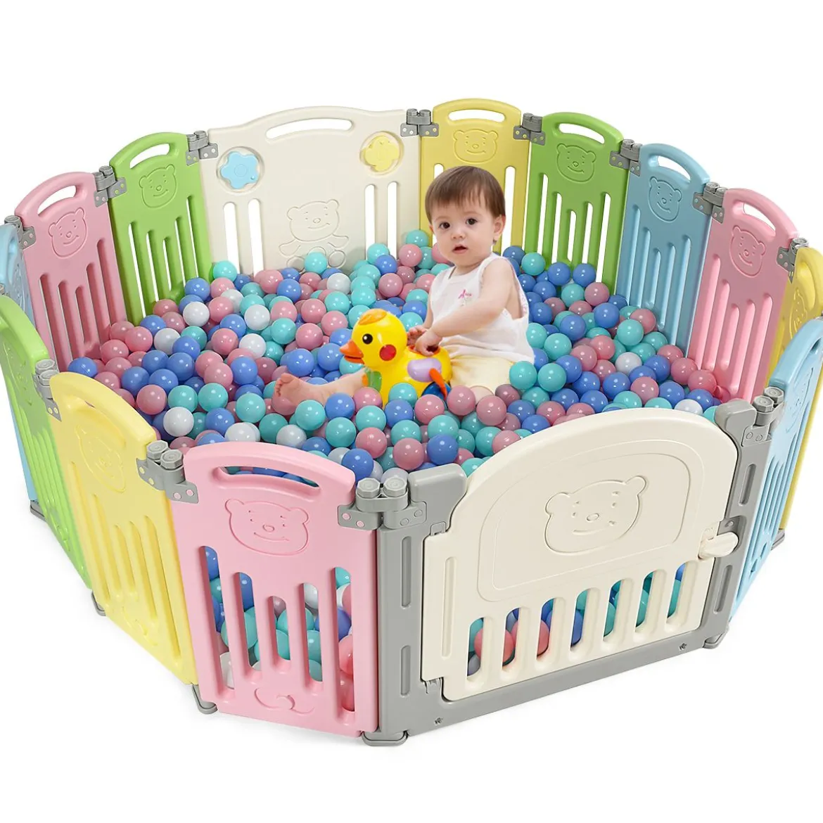 Laufgitter Faltbar Baby Krabbelgitter Absperrgitter Schutzgitter Bunt