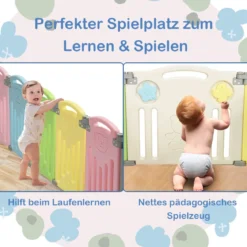 Laufgitter Faltbar Baby Krabbelgitter Absperrgitter Schutzgitter Bunt