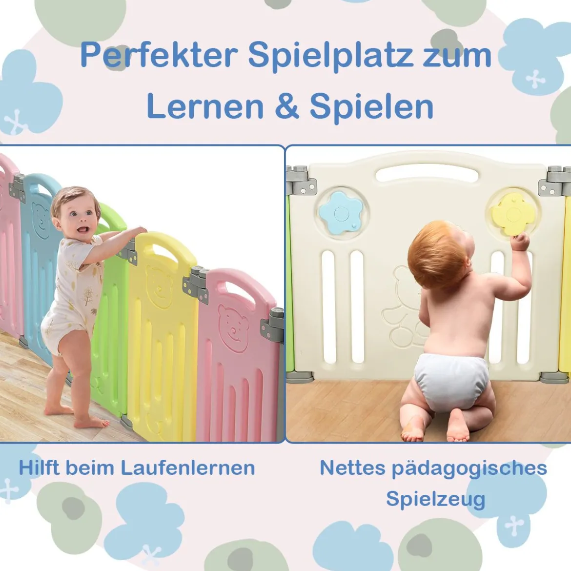 Laufgitter Faltbar Baby Krabbelgitter Absperrgitter Schutzgitter Bunt