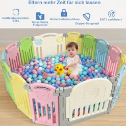 Laufgitter Faltbar Baby Krabbelgitter Absperrgitter Schutzgitter Bunt