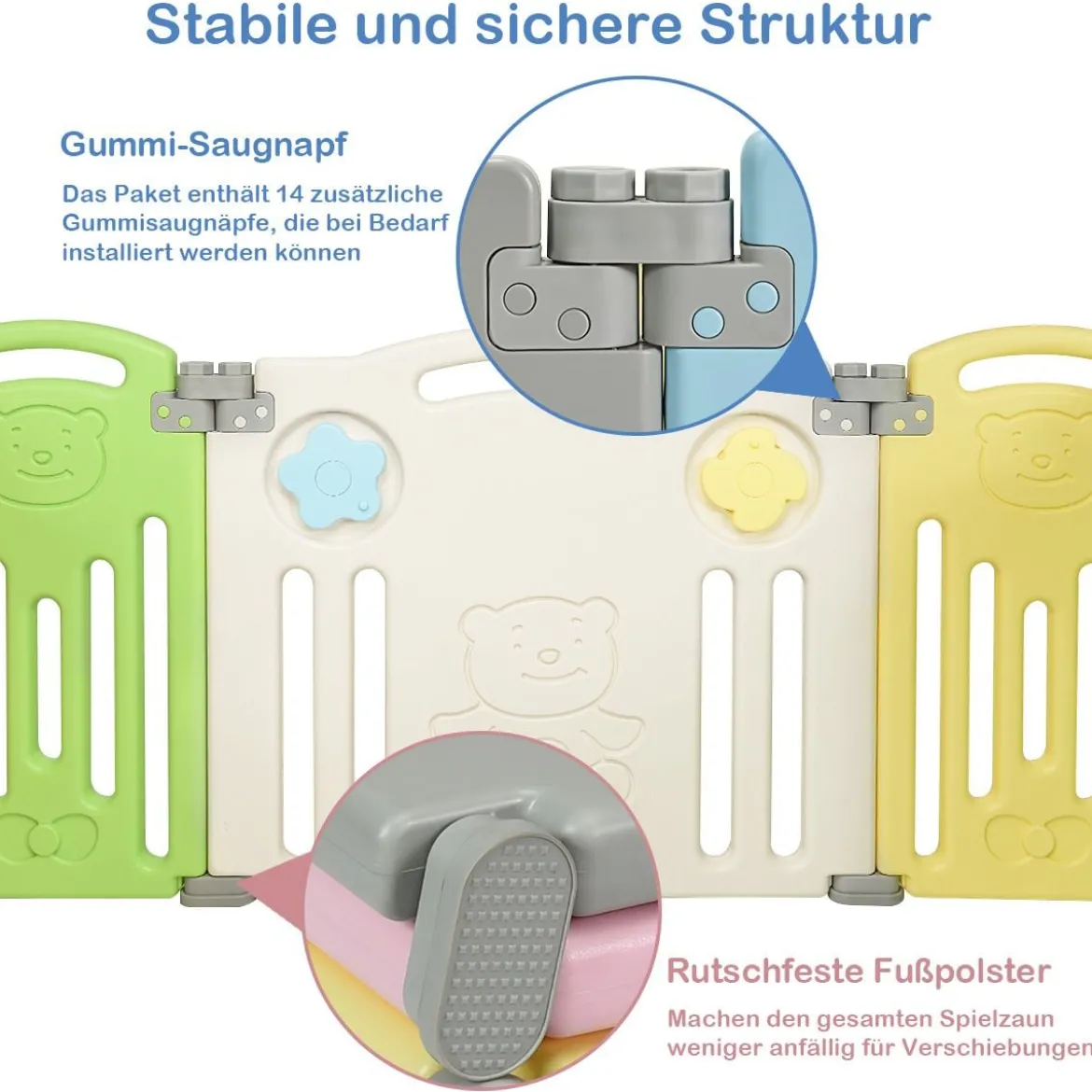 Laufgitter Faltbar Baby Krabbelgitter Absperrgitter Schutzgitter Bunt