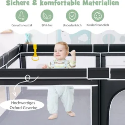 Laufgitterzaun Tragbarer Baby-Laufstall Spielbereich mit 50 Meeresbällen 205 x 147 x 68,5 cm
