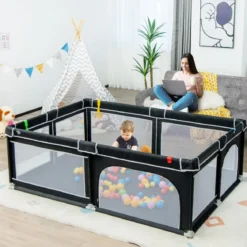 Laufgitterzaun Tragbarer Baby-Laufstall Spielbereich mit 50 Meeresbällen 205 x 147 x 68,5 cm