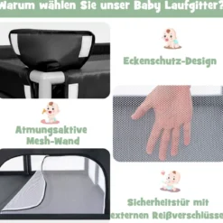 Laufgitterzaun Tragbarer Baby-Laufstall Spielbereich mit 50 Meeresbällen 205 x 147 x 68,5 cm