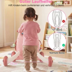 Lauflernhilfe Laufwagen mit abnehmbarem ovalem Spieler & Formen-Sortierer Lauflernwagen Rosa