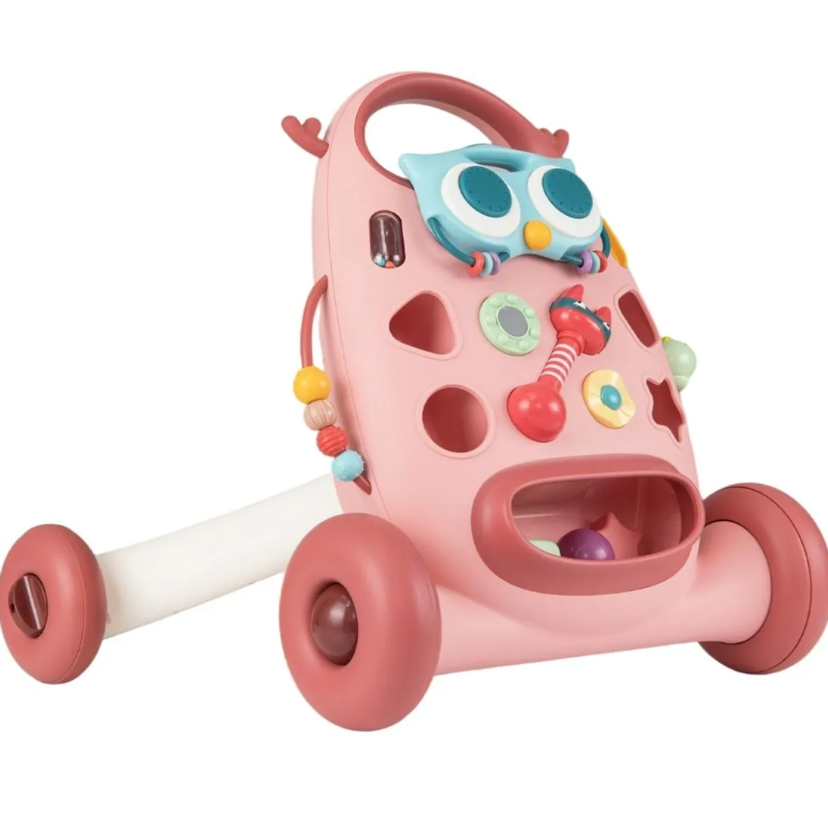 Lauflernhilfe Laufwagen mit abnehmbarem ovalem Spieler & Formen-Sortierer Lauflernwagen Rosa