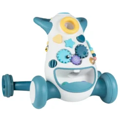 Lauflernwagen Baby Walker mit Musik & Licht Lauflernhilfe mit Formensortierer rotierende Zahnräder Blau