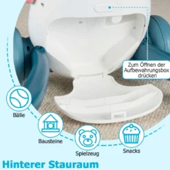 Lauflernwagen Baby Walker mit Musik & Licht Lauflernhilfe mit Formensortierer rotierende Zahnräder Blau