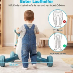 Lauflernwagen Baby Walker mit Musik & Licht Lauflernhilfe mit Formensortierer rotierende Zahnräder Blau