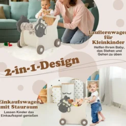 Lauflernwagen in Schafform zum Schieben & Ziehen mit 18 l Fassungsvermögen & 4 Rädern