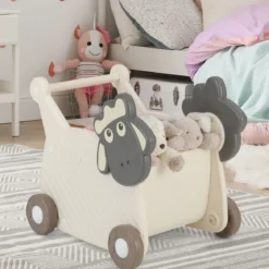 Lauflernwagen in Schafform zum Schieben & Ziehen mit 18 l Fassungsvermögen & 4 Rädern