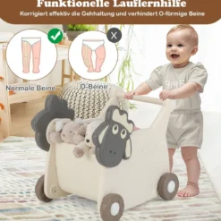 Lauflernwagen in Schafform zum Schieben & Ziehen mit 18 l Fassungsvermögen & 4 Rädern