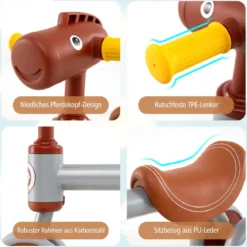 Laufrad Lauflernrad 4 Räder Kinderlaufrad ohne Pedal Balance Fahrrad für Kinder 18-36 Monate