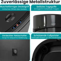 58 L Automatischer Mülleimer mit Sensor & Dual-Zonen Intelligenter Abfalleimer Schwarz