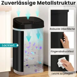 58 L Automatischer Mülleimer mit Sensor & Dual-Zonen Intelligenter Abfalleimer Schwarz