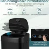 68 L Automatischer Mülleimer mit Sensor & Dual-Zonen Intelligenter Abfalleimer Schwarz