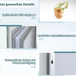 LED Badspiegel mit Beleuchtung 80 x 60 cm Badezimmerspiegel Anti-Beschlag Rechteckig