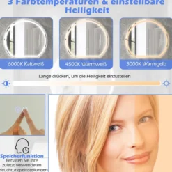 LED Badspiegel mit Beleuchtung Anti-Beschlag Badezimmerspiegel Wandspiegel dimmbar mit Touch-Schalter Silber