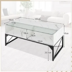 LED Couchtisch mit Marmor Optik & Einstellbaren Lichtfarben & Helligkeit Wohnzimmertisch