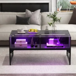 LED Couchtisch mit Marmor Optik & Einstellbaren Lichtfarben & Helligkeit Wohnzimmertisch