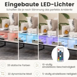 LED Couchtisch mit Marmor Optik & Einstellbaren Lichtfarben & Helligkeit Wohnzimmertisch