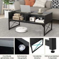 LED Couchtisch mit Marmor Optik & Einstellbaren Lichtfarben & Helligkeit Wohnzimmertisch