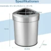60L Edelstahl-Eckmülleimer mit Deckel & Rutschfester Unterseite Platzsparender Müllbehälter Silber