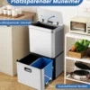 56L Edelstahl Mülleimer mit Bewegungssensor & 2 Abfallbehältern & Soft-Close-Abdeckung Abfalleimer Silber