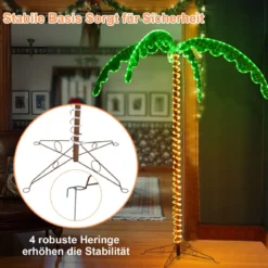 LED Seil Licht Palme künstliche LED beleuchtete Palme 175 x 120 x 218cm Grün und Braun