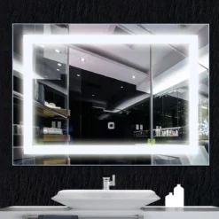 LED-Spiegel Badezimmer Spiegel mit Beleuchtung Wandspiegel Quadratisch 70 x 50 x 3 cm