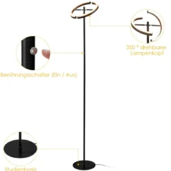 LED Stehlampe dimmbar Deckenfluter Standleuchte Stehleuchte Metalllampe