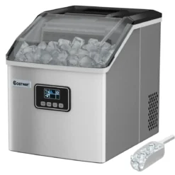 2,4L Eiswürfelmaschine mit Schaufel & Timer & Selbstreinigungsfunktion 18kg in 24H Silber
