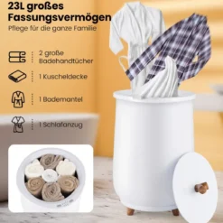 23L Elektrischer Handtuchwärmer mit 3 Heizstufen Handtuchtrockner Wärmegerät Weiß