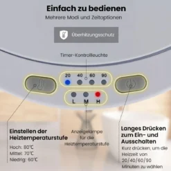 23L Elektrischer Handtuchwärmer mit 3 Heizstufen Handtuchtrockner Wärmegerät Weiß