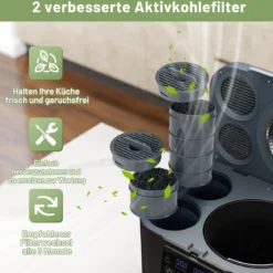 4 L Elektrischer Komposter Küchenkomposter mit Deckel 2 Filtereinsätzen & LED-Anzeige Schwarz