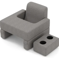 Lesekissen für Bett & Sofa Bücherkissen mit Getränkehalter Ergonomisches Rückenkissen Grau