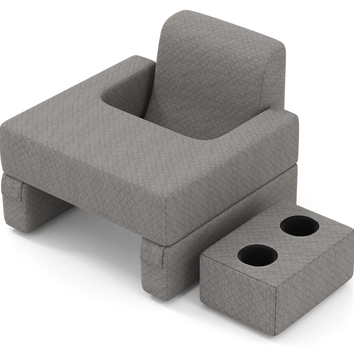 Lesekissen für Bett & Sofa Bücherkissen mit Getränkehalter Ergonomisches Rückenkissen Grau