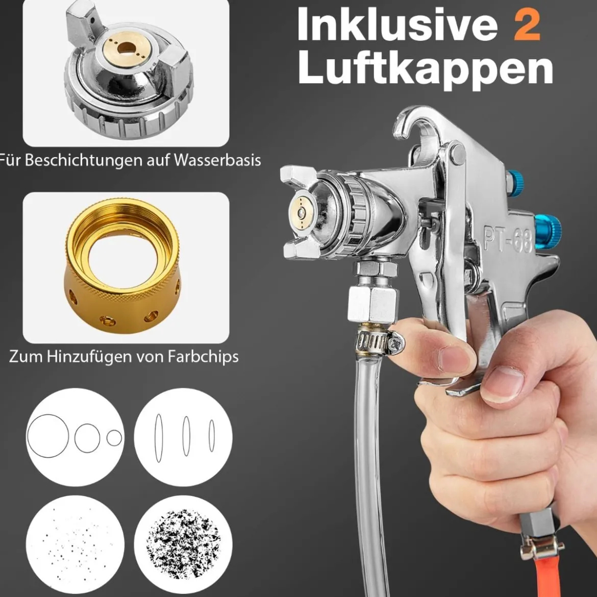 15-l-Farbtank mit Sprühpistole & anpassbarem Sprühbereich Farbfluss & Material & Luftschläuchen