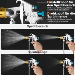 15-l-Farbtank mit Sprühpistole & anpassbarem Sprühbereich Farbfluss & Material & Luftschläuchen