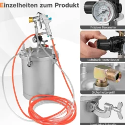 15-l-Farbtank mit Sprühpistole & anpassbarem Sprühbereich Farbfluss & Material & Luftschläuchen