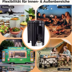 16,5 L Getränkespender mit Zapfhahn Heiß- & Kaltgetränkespender Stapelbare Isolierkanne Schwarz