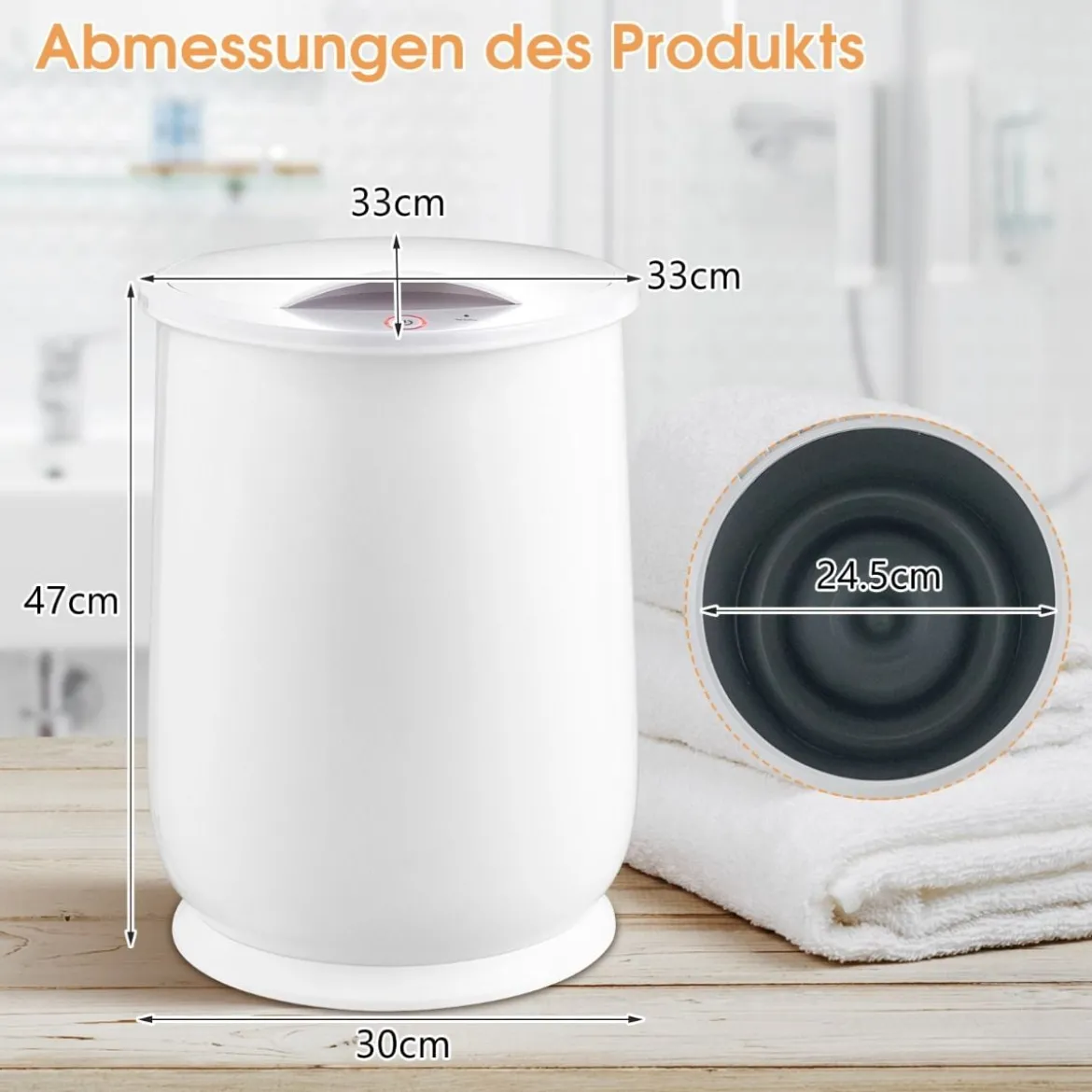 21L Handtuchwärmer Eimer mit Timer Elektrischer Handtuchtrockner Deckenwärmer Weiß