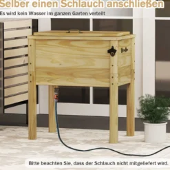 51 L Holz Getränkekühler mit 3 Griffen & Flaschenöffner Terrassenkühler Rustikale Eistruhe