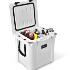 31L Isolierbox Kühlbox Wärmebehälter mit Schneidebrett für Camping Picknick 43,5 x 39 x 47 cm Weiß