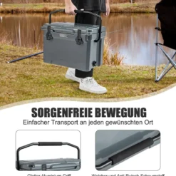 23L Isolierbox mit Flaschenöffner & Griff Tragbare Kühlbox Wärmebehälter für Camping Grau