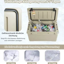 47L Isolierbox mit Flaschenöffner & Griff Tragbare Kühlbox Wärmebehälter für Camping Kahki
