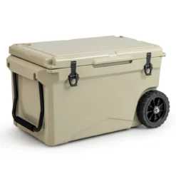 71L Isolierbox mit Flaschenöffner & Griff & Rädern Tragbare Kühlbox Wärmebehälter Khaki