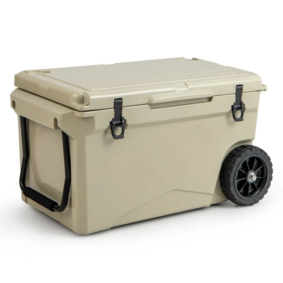 71L Isolierbox mit Flaschenöffner & Griff & Rädern Tragbare Kühlbox Wärmebehälter Khaki